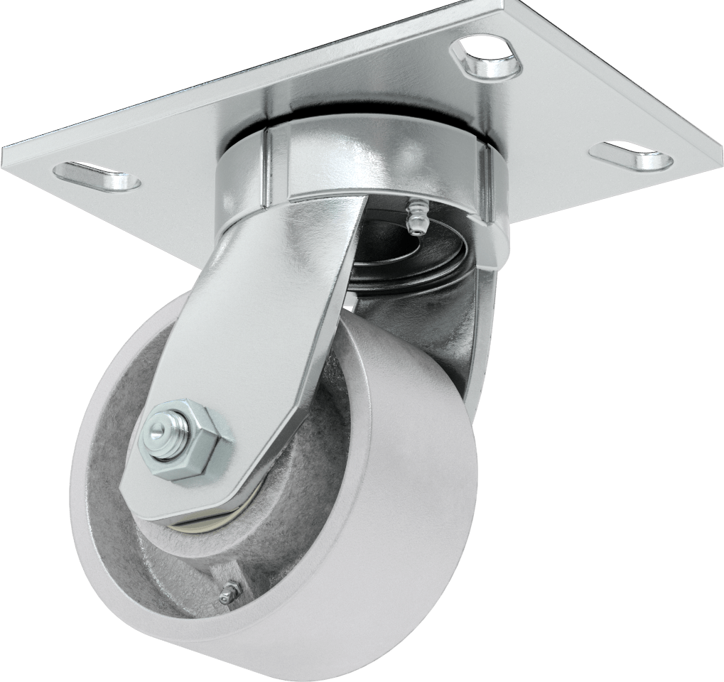 6-1/2" x 4-1/2" Plakalı Yüksek Kapasiteli Vulcan Tekerlek, 4" Çaplı Metal Tekerlekli Döner