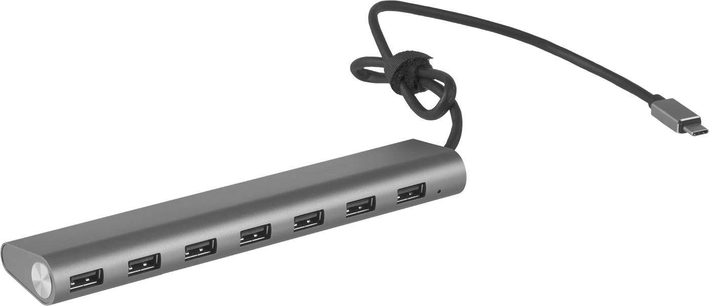 USB Standart 3.2 Gen 1 Hub, USB C 3.2 Erkek x 7 USB A 3.2 Gen 1 Dişi — 7 1⁄4", 12", Düz