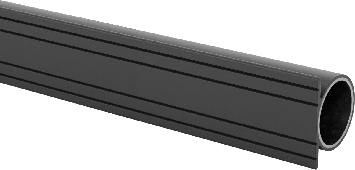 Kelepçeli Çerçeve Rayı, Flanşlı Yuvarlak, 1.08" Dış Çap, Siyah Plastik Kaplı Çelik — 1.08", 28 mm, Çelik, Ray