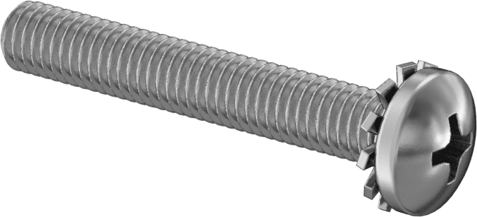 18-8 Paslanmaz Çelik Silindir Başlı Vida, Dış Dişli Pullu, 10-32 Diş Boyutu, 1-1/4" Uzunluk