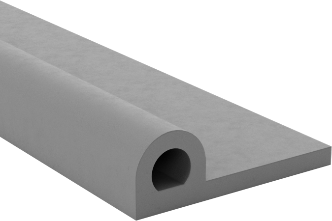 Yüksek Sıcaklık Kauçuk Kenar Contası, Flanş Montajı, İçi Boş, Düz Arka, 3/4" Toplam Genişlik