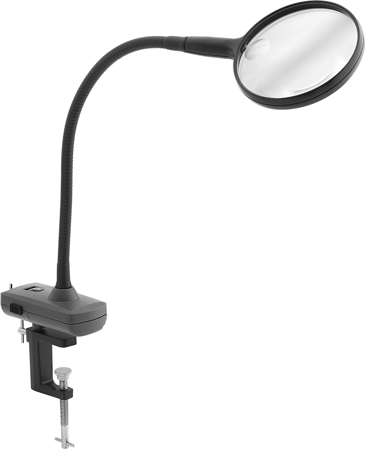 Kukuruzağzı Kelepçeli İş İstasyonu Büyüteci — LED, 2X, 10"