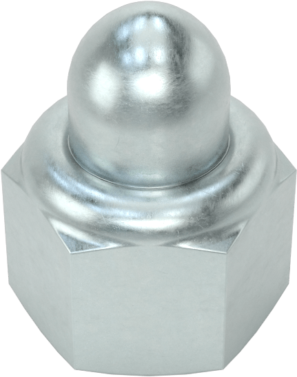 Çinko Kaplı Çelik Naylon Ekli Kapak Somunu, M4 x 0.7 mm Diş Boyutu, 2.3 mm Diş Derinliği