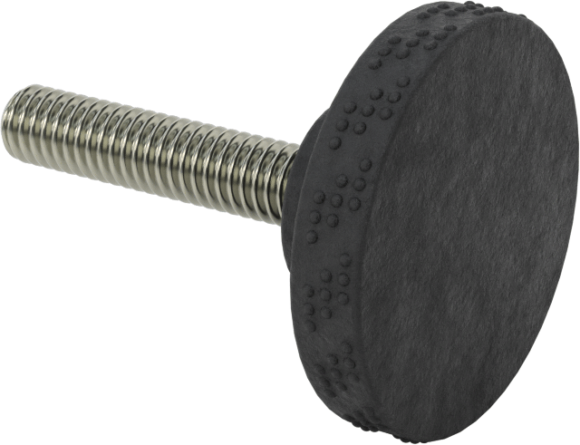 Rahat Tutuşlu Plastik Tırtıllı Düğme, 5/16"-18 Dişli 1-1/2" Uzunlukta Saplama, 1-9/16" Baş Çapı — 5⁄16"-18, 1 1⁄2", Tırtıllı Başlık