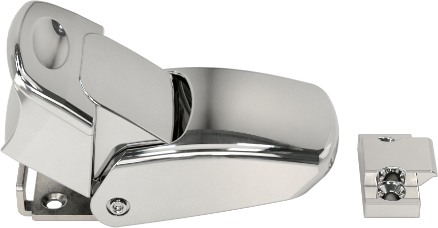 Çekme Mandalı, Vida ile Sabitleme, Krom Kaplı Çinko, 3-5/16" Uzunluk x 1-3/8" Genişlik