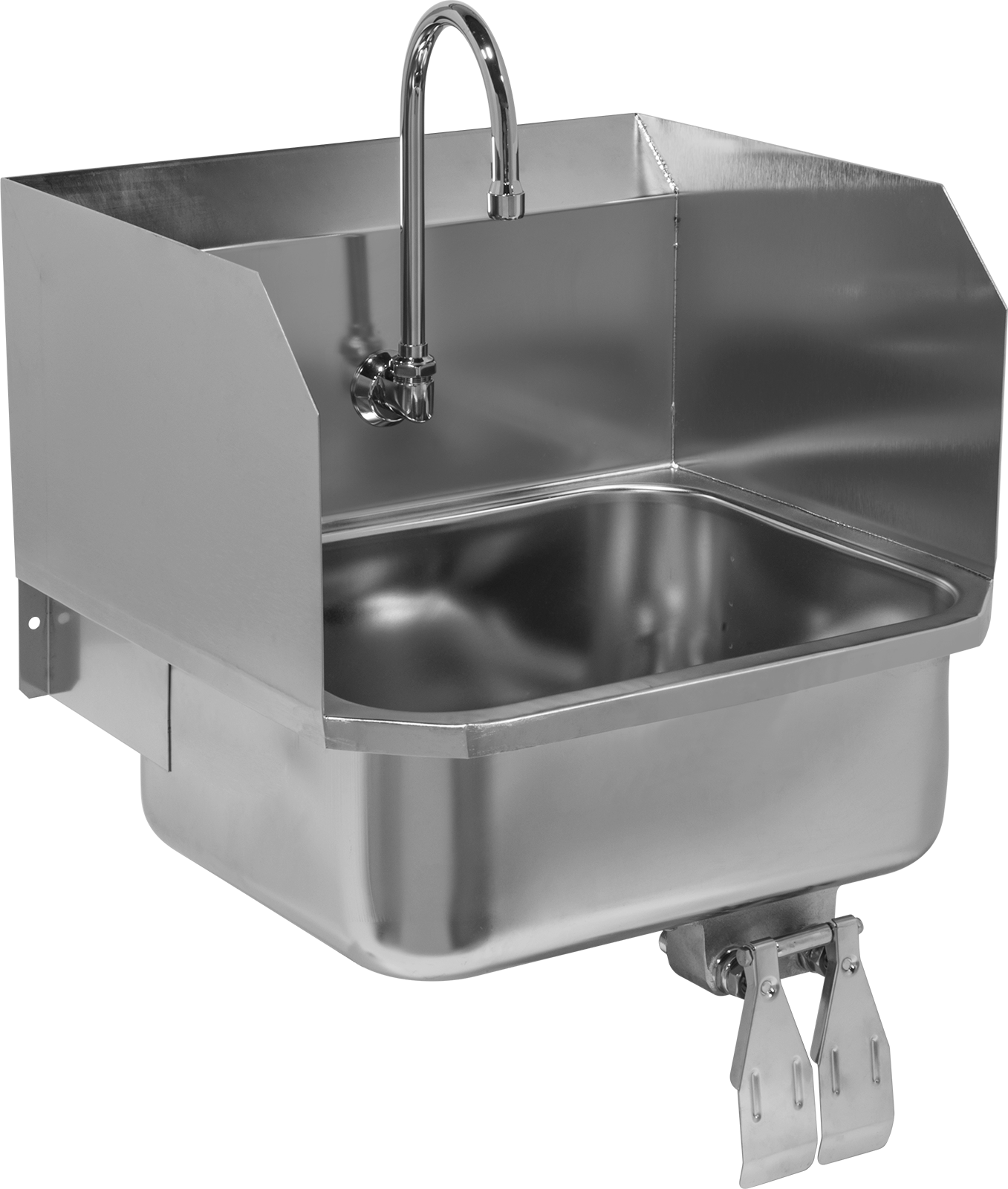 Yan Panelli Eller Serbest Lavabo, Duvar Montajı, 19" Genişlik x 18" Derinlik x 27-3/4" Toplam Yükseklik — 304 Stainless Steel, Stainless…
