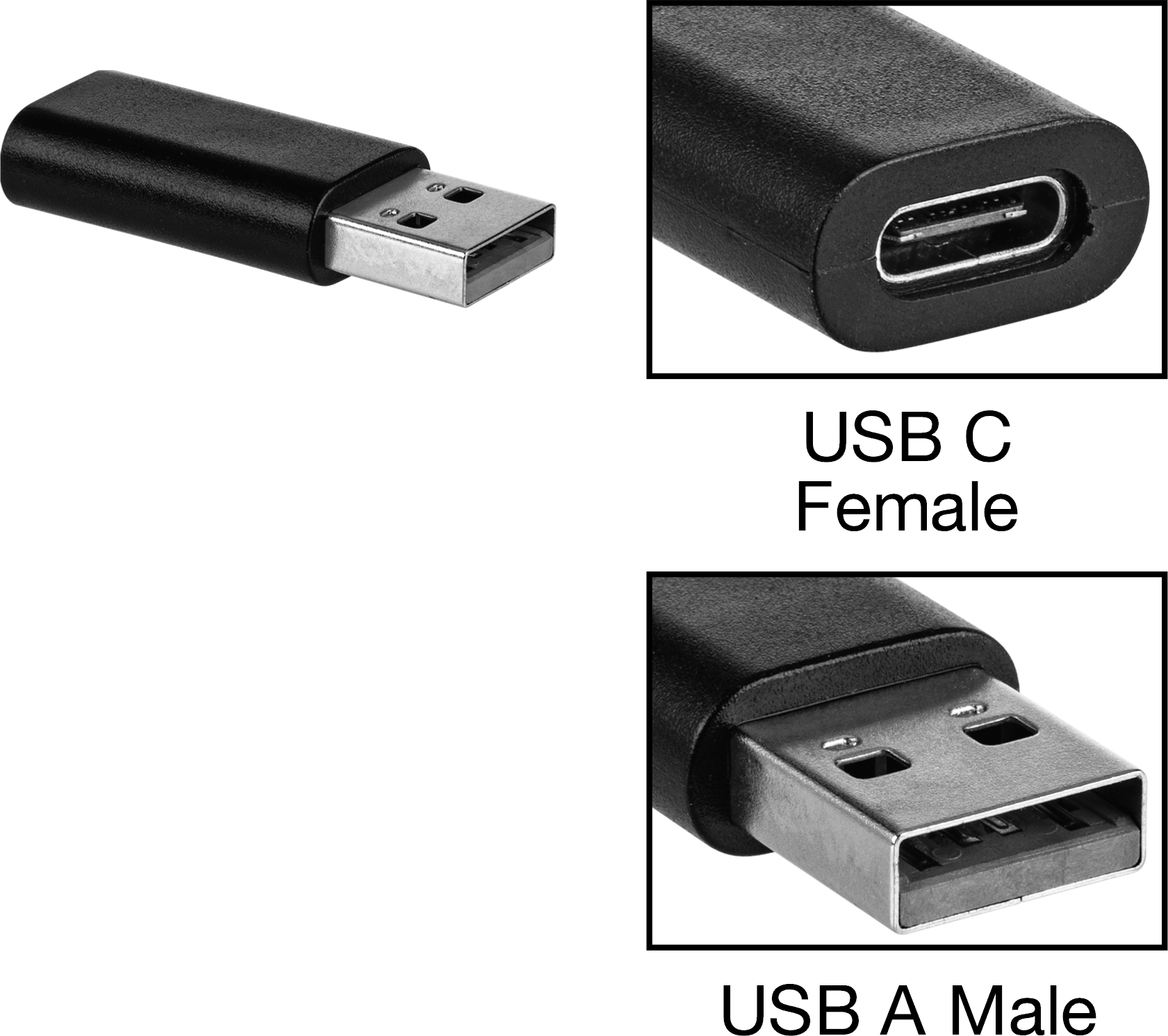 USB Adaptörü, Ters Çevrilebilir USB C Dişi x USB A Erkek — Adaptör, Düz, 3.2 Gen 1