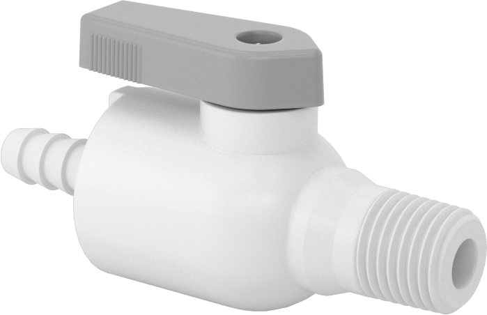 Gıda ve İçecek için Açma/Kapama Vanası, Polipropilen, 1/4 NPT Erkek x 1/4" İç Çaplı Boru için Tırnaklı Uç — 1/4, Polipropilen Plastik, Gı…
