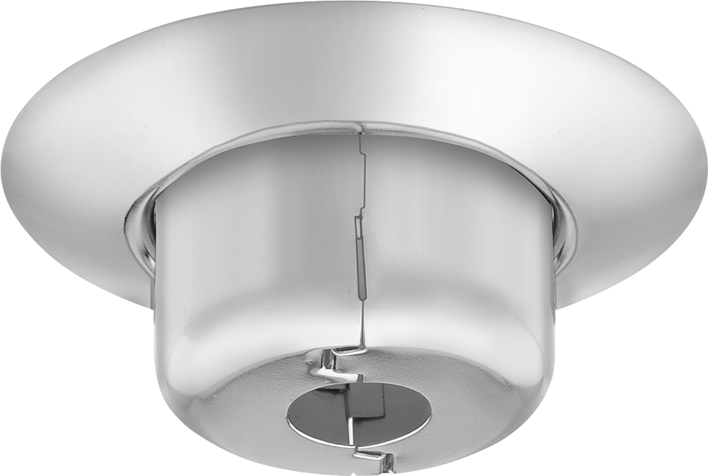 Yangın Sprinkler Başlığı için Kapak Plakası, Yarık Ayarlı, 1/2 NPT için, 3/4"-1-7/8" Derinlik, Krom Kaplı Çelik — Bölünmüş, Krom Kaplama,…