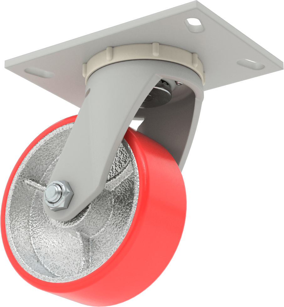 6-1/4" x 4-1/2" Plakalı Yüksek Kapasiteli Mauler Tekerlek, 5" Çapında Poliüretan Tekerlekli Döner