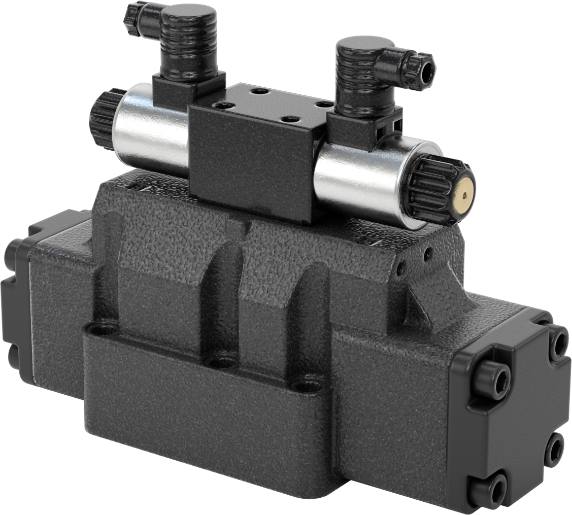 Yön Kontrol Blok Montajlı Hidrolik Valf, Çift Solenoid Kumandalı, Açık-Kapalı, D08 Montaj — Solenoid, Yay, Hidrolik Sıvısı