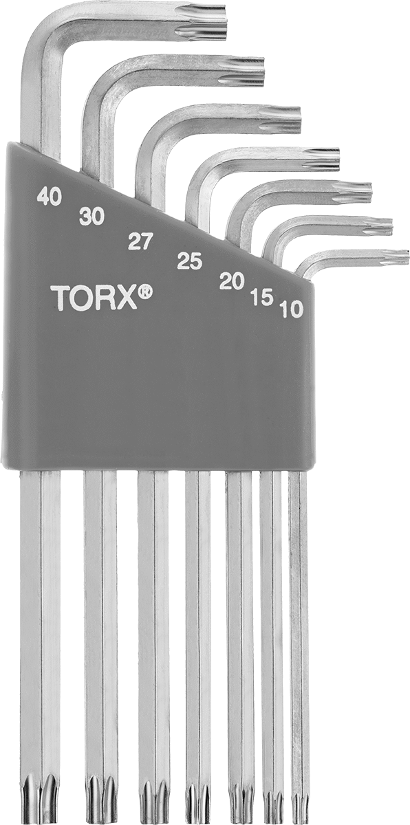 Alaşımlı Çelik Torx L-Anahtar Seti, Çinko Kaplamalı, 7 Parça, 3-1/2" ila 5-3/16" Toplam Uzunluk