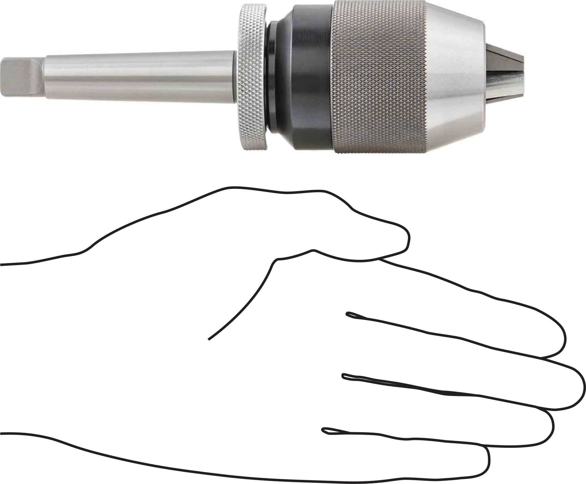Entegre Mil ile Anahtarsız Matkap Mandreni, #2 Morse Konik, Albrecht #Cp130-2mT 1/32"-1/2" Şaft