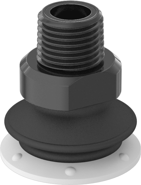 Yükseklik Ayarlı Vakum Vantuzu, Tek Körük, Metal Filtre, 0.83 inç Çap, 1/8 NPT Erkek — 0.83", Körükler, NPT