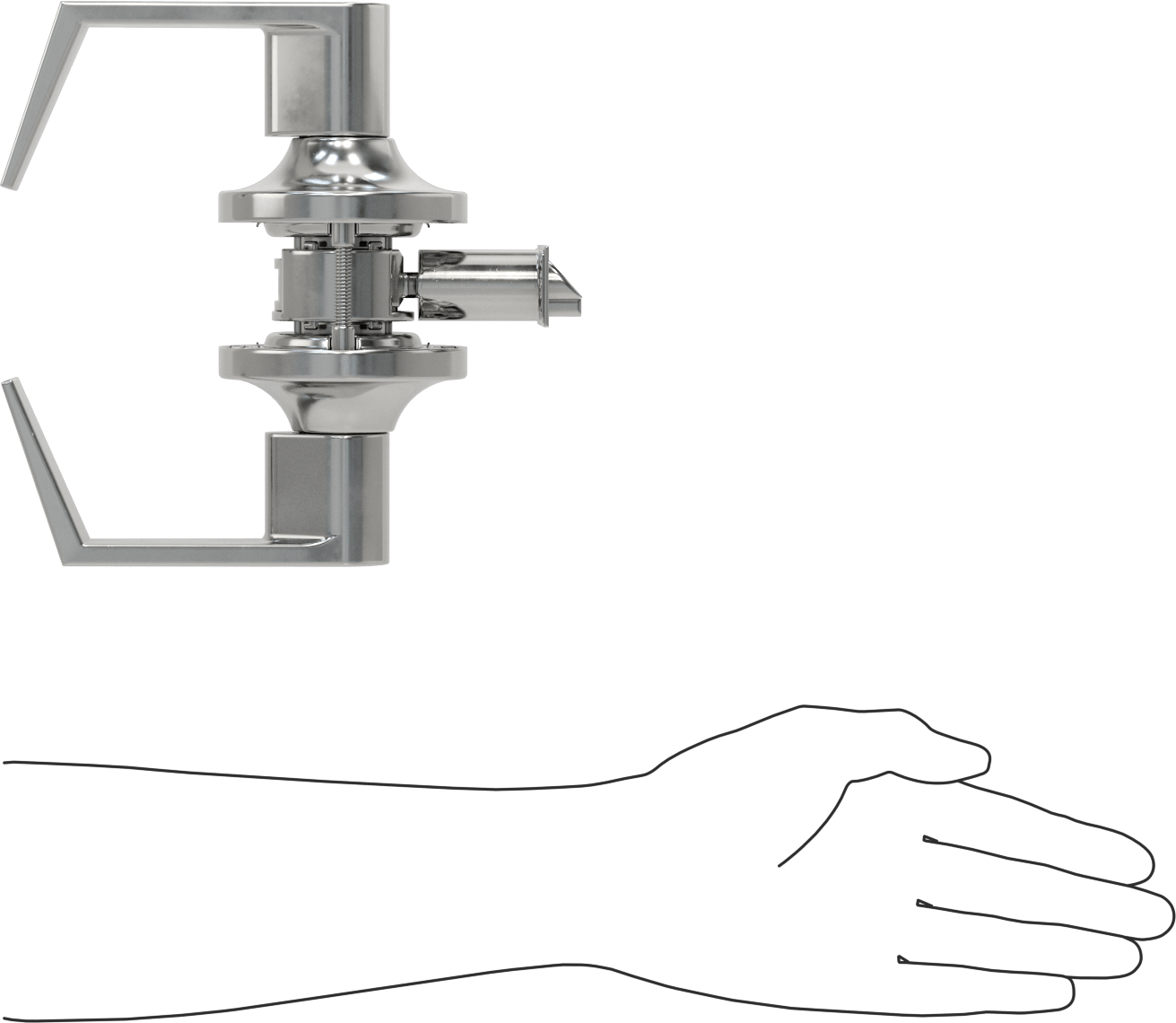 Assa Abloy (Yale) 5400Ln Yoğun Trafik Kapı Kolu, 8 Para Yiv, Kendinden Kilitlenen, 2-3/4" Geri Çekme Mesafesi