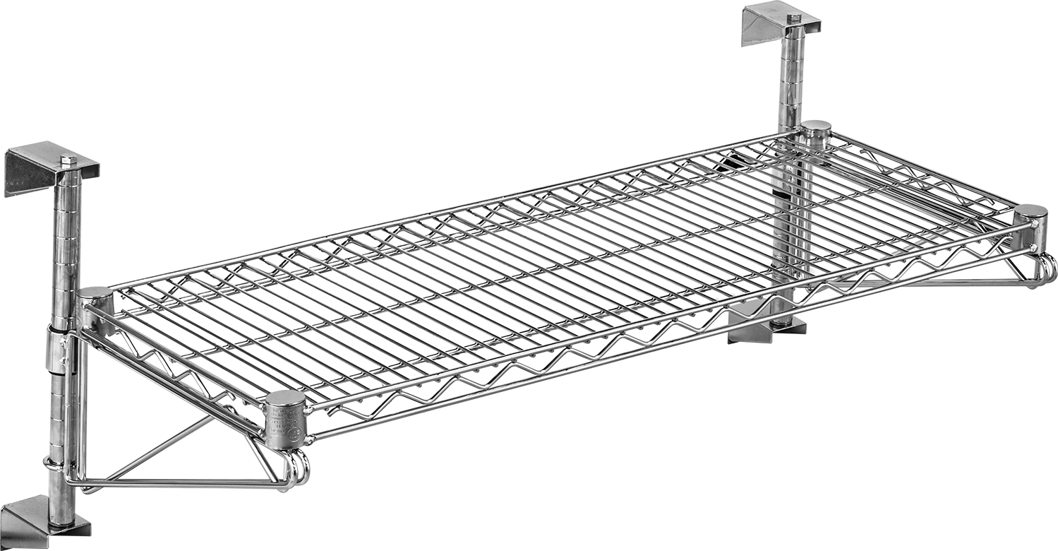 Ayarlanabilir Yükseklikte Duvara Monte Tel Raf, 1 adet Raflı, Paslanmaz Çelik, 24" Genişlik x 16" Yükseklik x 14" Derinlik