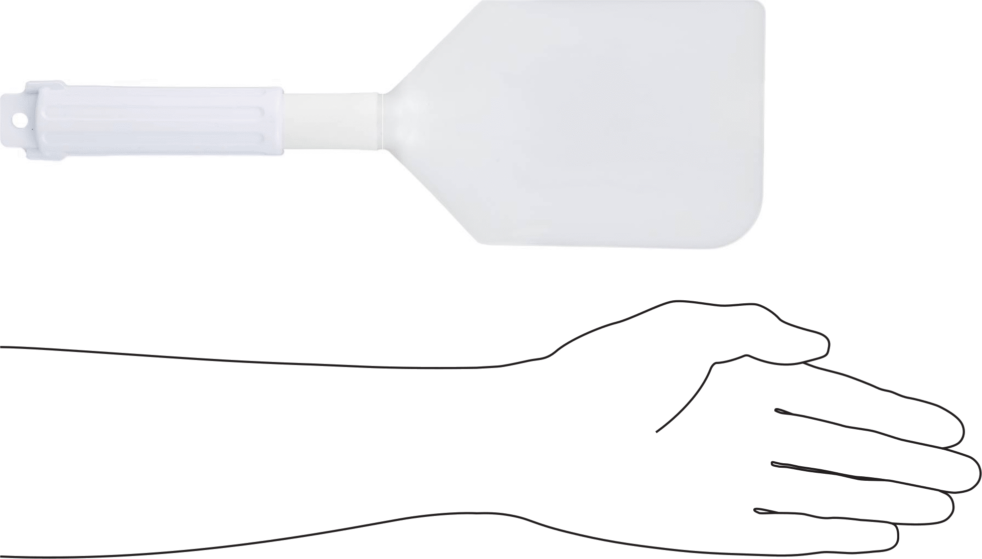 Düz Bıçaklı Plastik Spatula, Polipropilen Saplı, Polietilen Bıçak, 13.5" Uzunluk, Beyaz