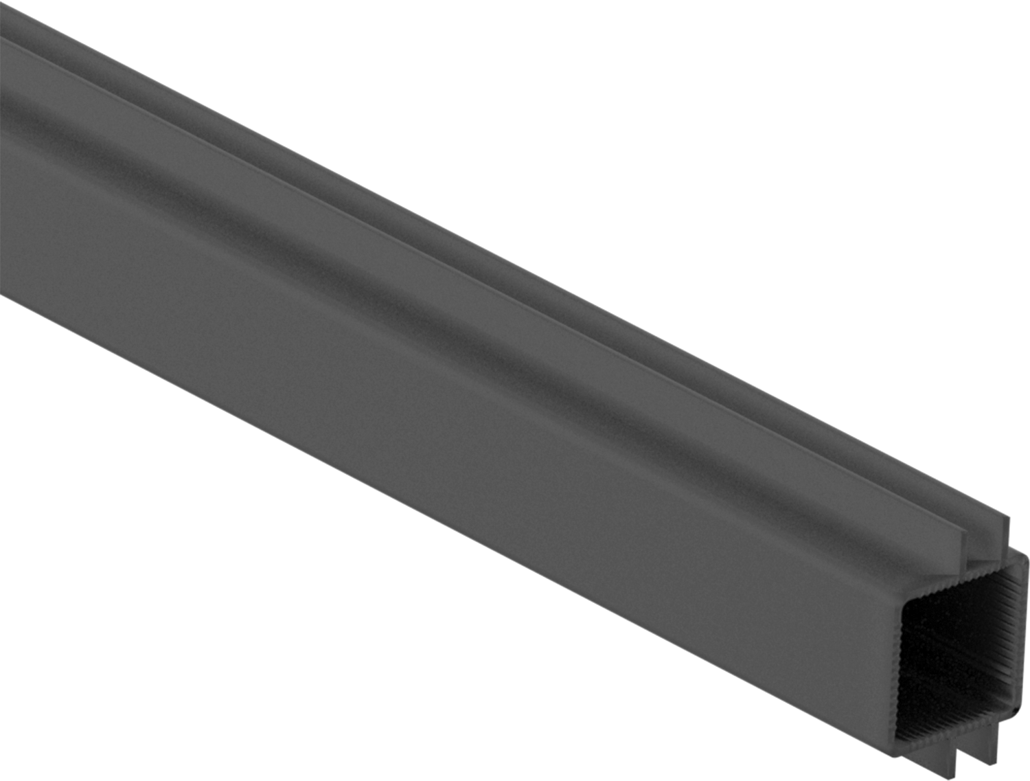 Presle Takılan Çerçeve ve Bağlantı Parçası, Toz Boyalı Standart I-Yivli Ray, 1" x 1" — Ray, Siyah Toz Kaplamalı Alüminyum, 1"