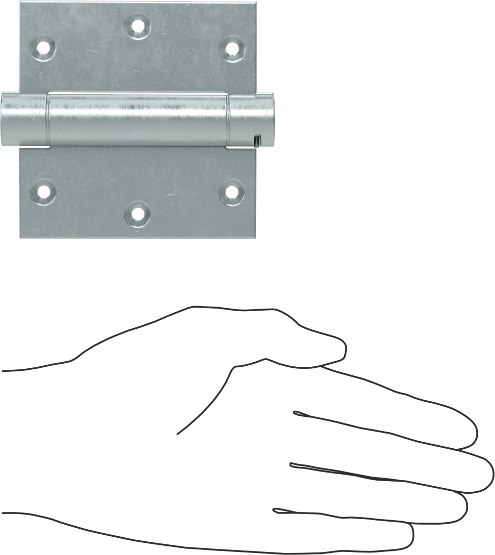Gömme Montaj Şablonu Giriş Kapısı Yaylı Menteşe, Kare, Çinko Kaplı Çelik, 1-3/8" Kalınlığında Kapı, 3-1/2" x 1-3/4" Yaprak