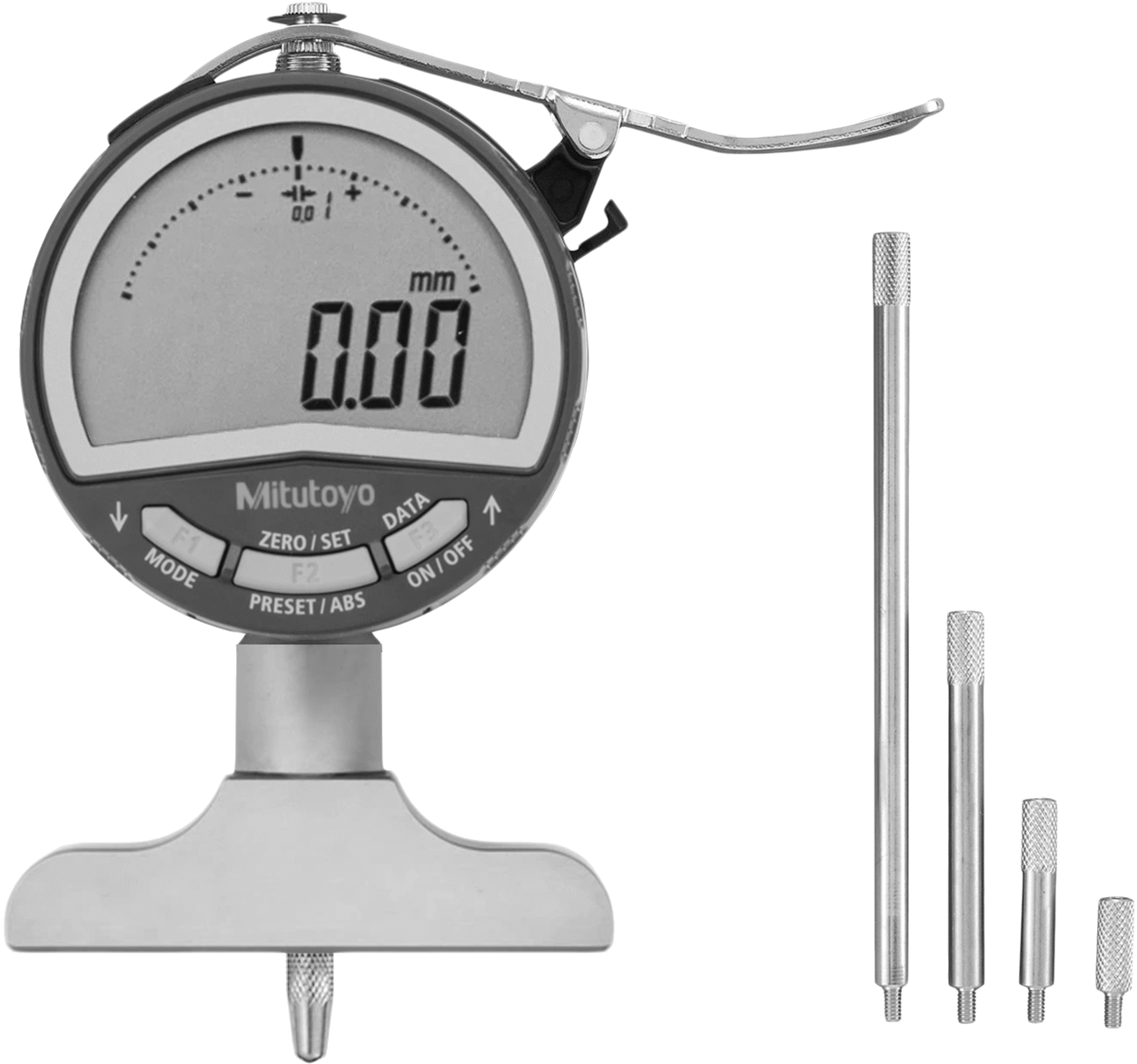 Uzatma Çubuklu Mitutoyo Elektronik Derinlik Ölçerler, 0" - 8" Aralık, 2.5 inç Genişlik x 0.63 inç Uzunluk Taban