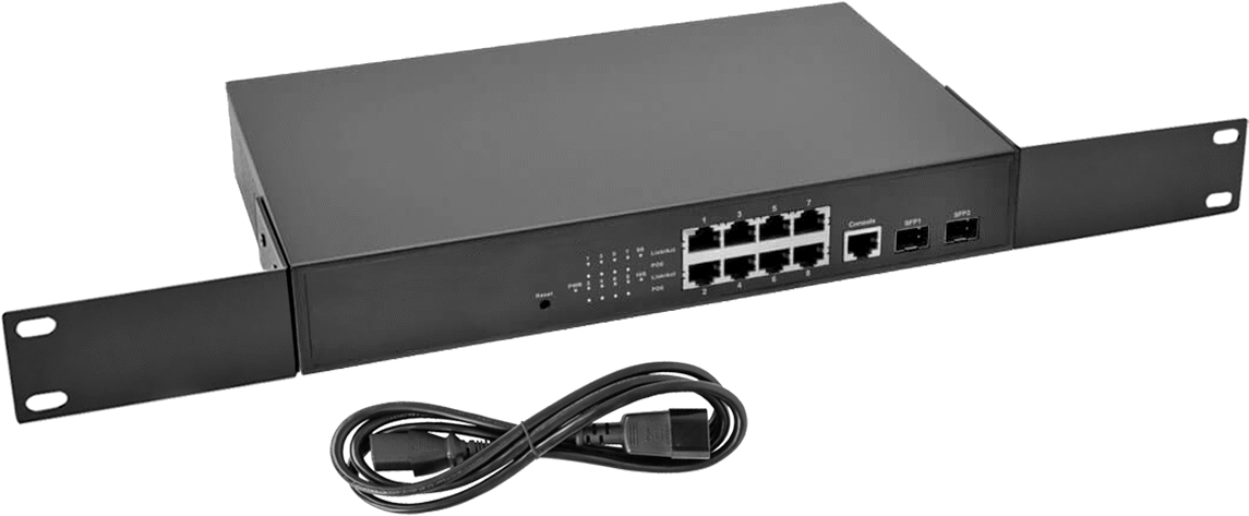 Cihaz Öncelikli Raf Montajlı Ethernet Anahtarı, Ethernet Üzerinden Güçlü, 8 Soket