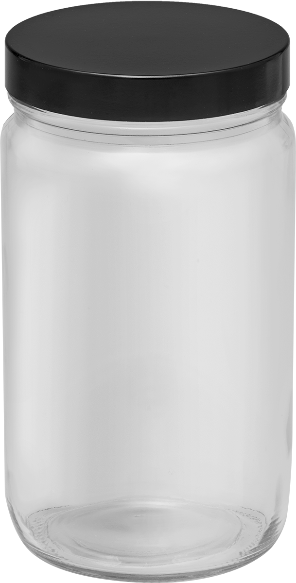Kaplamalı Kağıt Mühürlü Cam Kavanoz, 32 FL oz/950 ml Kapasite, Şeffaf — Glass, Paper, Phenolic, Plastic, Soda-Lime Glass, 32 fl. oz., 950…
