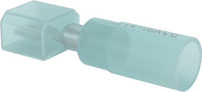 Tamamen Yalıtımlı Isıyla Daralan Faston Terminaller, Erkek, 16-14 AWG için, 0.187" x 0.020" Tırnak, Mavi