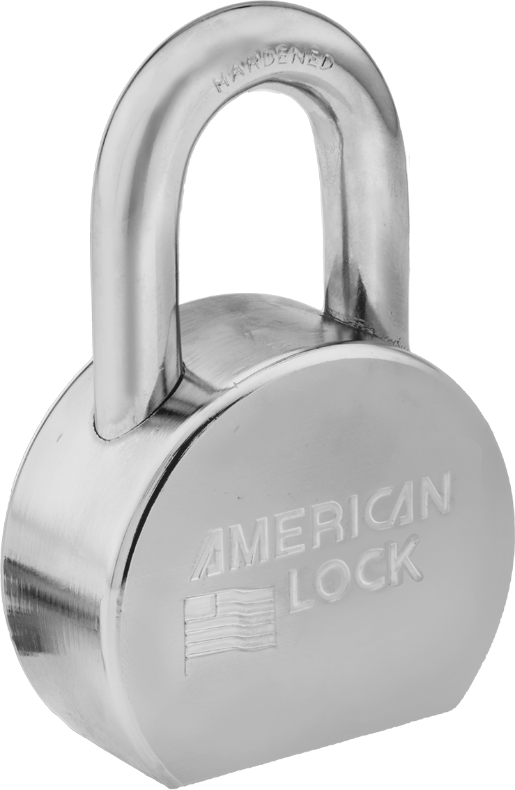 Katı Krom Kaplı Çelik Gövde Asma Kilidi, Ekstra Boşluklu, American Lock 701, 2 inç Dikey Boşluk — 2", 7⁄16", Anahtar