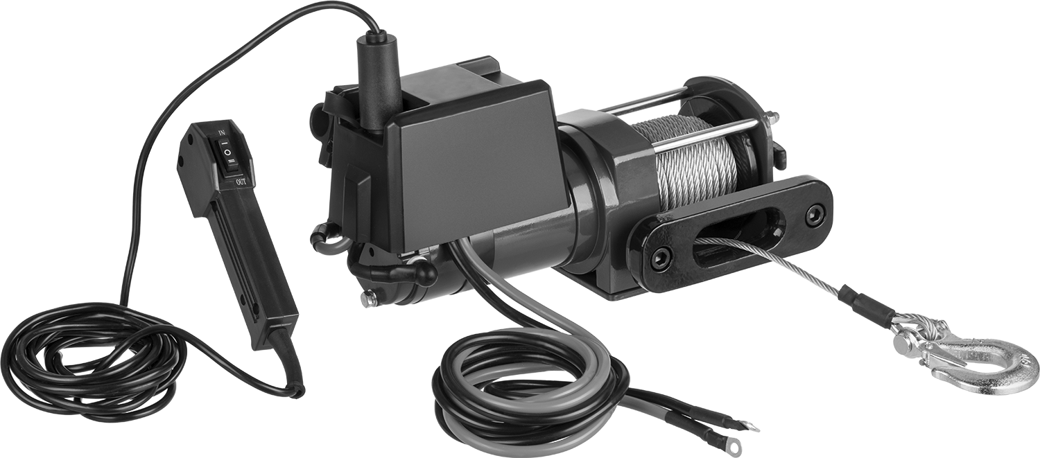 Tel Halat için Elektrikli Vinç - Yatay Çekme için, Kapalı Dişliler, 12V DC, 1325 lbs. Maksimum Kapasite