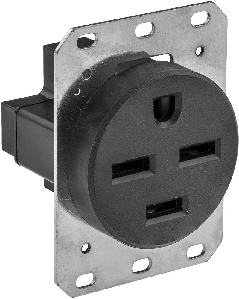 Premium Düz Bıçaklı Konektör, Dört yuvalı dişi tek priz, NEMA 15-30 — 250V AC, Dişi, 30A
