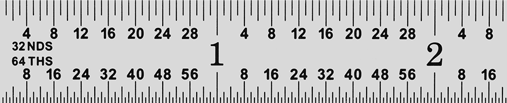 Yüksek Hassasiyetli Cetvel, 6 inç Uzunluk, 8'lik ve 16'lık Arka Ölçü İşaretleri, 1/2" Genişlik