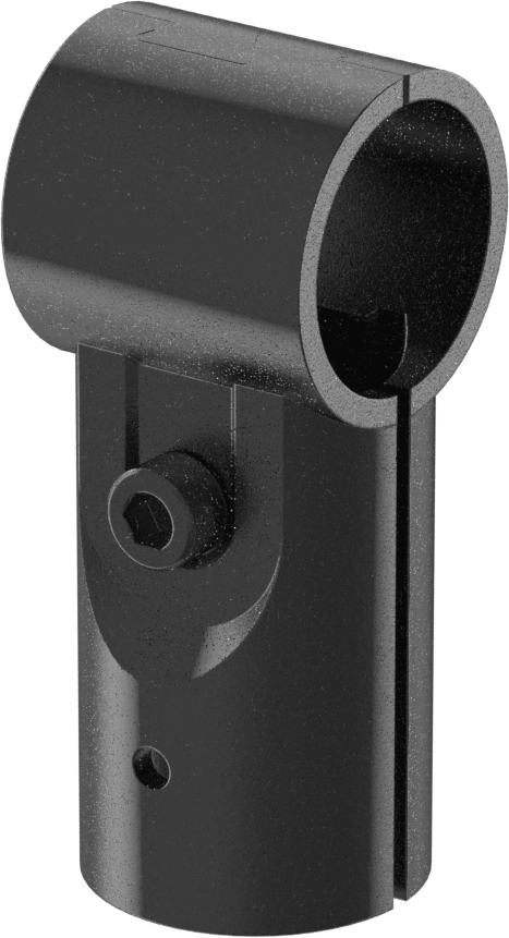 Kelepçeli Çerçeve Bağlantı Parçası, Siyah Boyalı Çelik, Kapalı T Tipi Delikli Konektör — 1.08", 28 mm, Çelik, Geçişli Delikli Konektör