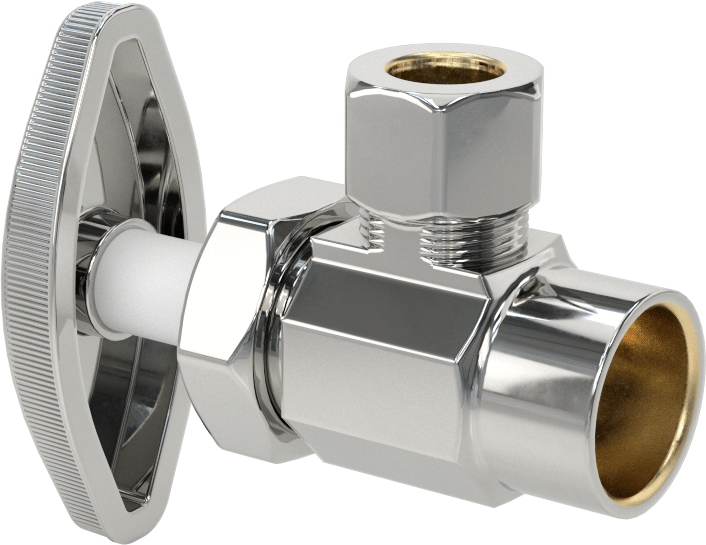 Sıhhi Tesisat Armatürleri için Kesme Vanası, Dirsek, Lehim Bağlantısı Girişi x Sıkıştırma Çıkışı — Compression, Socket Connect, Solder So…
