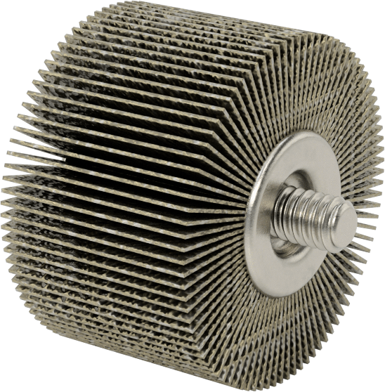 Lamelli Zımpara Çarkı, Dişli Saplama, Pürüzlü Yüzey için, 60 Kum, 1-5/8" Çap, 1" Genişlik