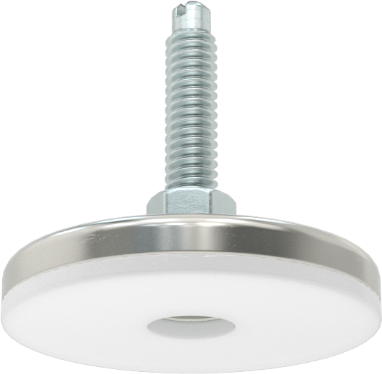 Çinko Kaplı Çelik Saplamalı Sert Tesviye Bağlantı Elemanları, Kolay Ayar, Nikel Kaplı Çelik Taban, 1/4"-20 x 1" Uzunluğunda Diş