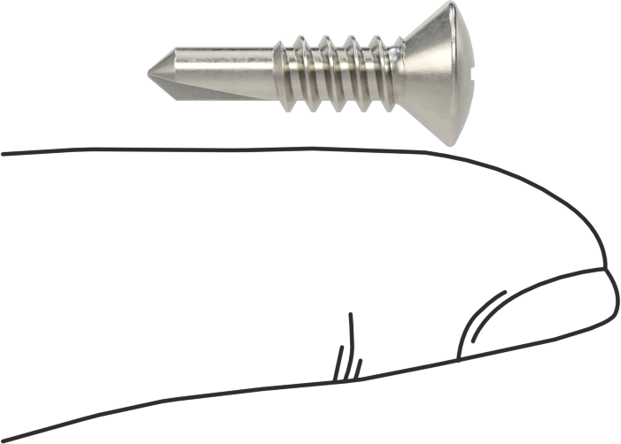 18-8 Paslanmaz Çelik Metal için Oval Başlı Delme Vidaları, 10 Numaralı Vida Boyutu, 3/4" Uzunluk