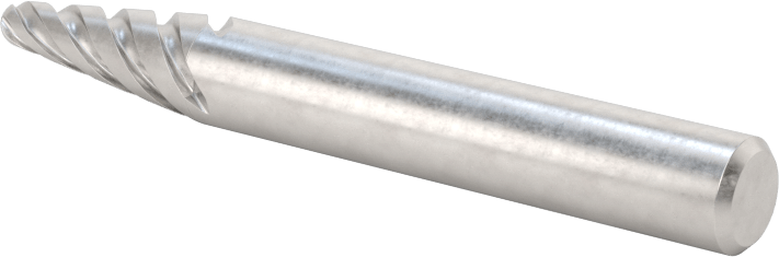 Yumuşak Metaller ve Plastikler için Karbür Frez, Yuvarlak Konik, 1/4" Baş Çapı