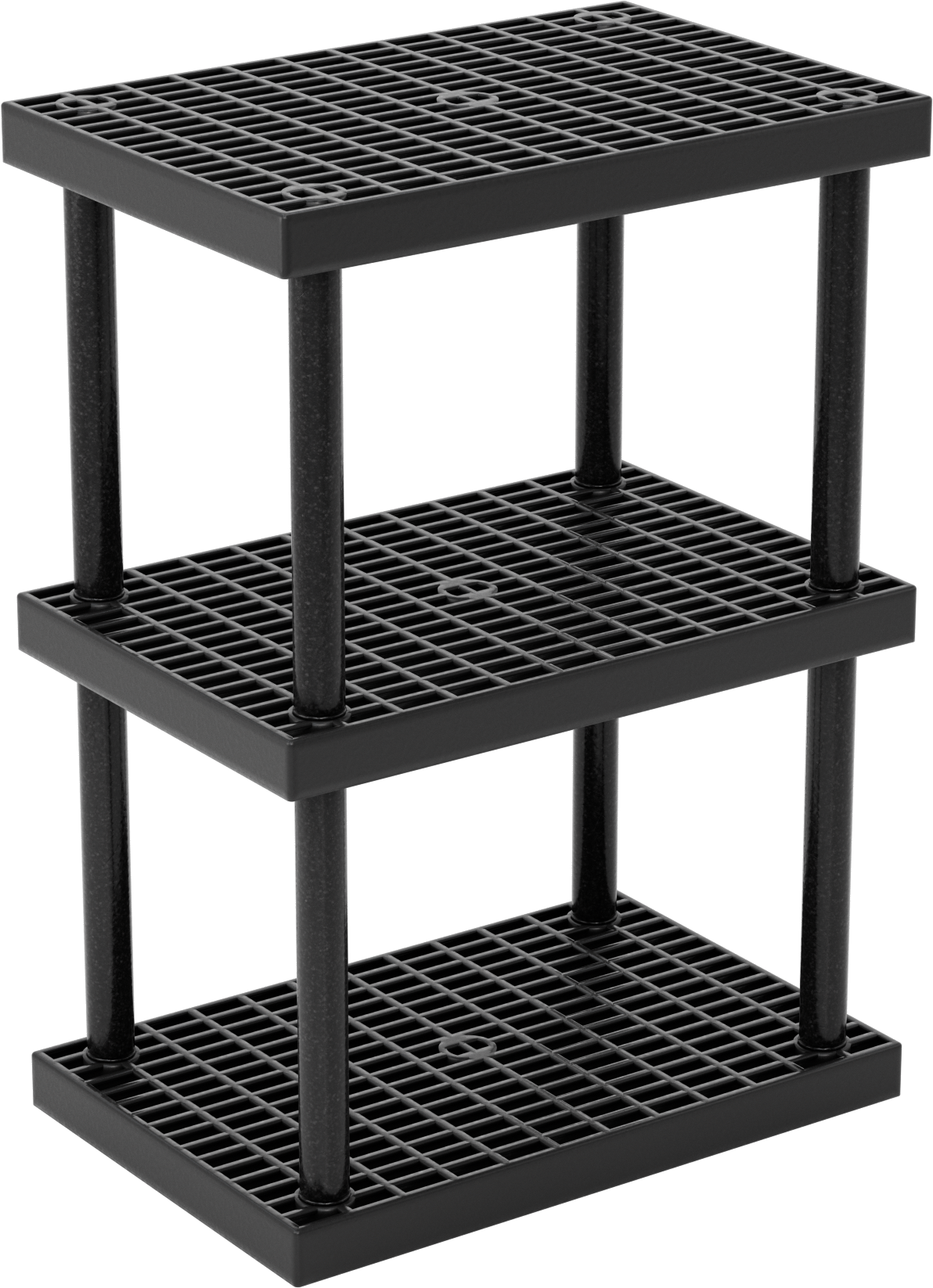 Hızlı Montajlı Havalandırmalı Plastik Raf, 3 Raflı, 36" Genişlik x 51" Yükseklik x 24" Derinlik