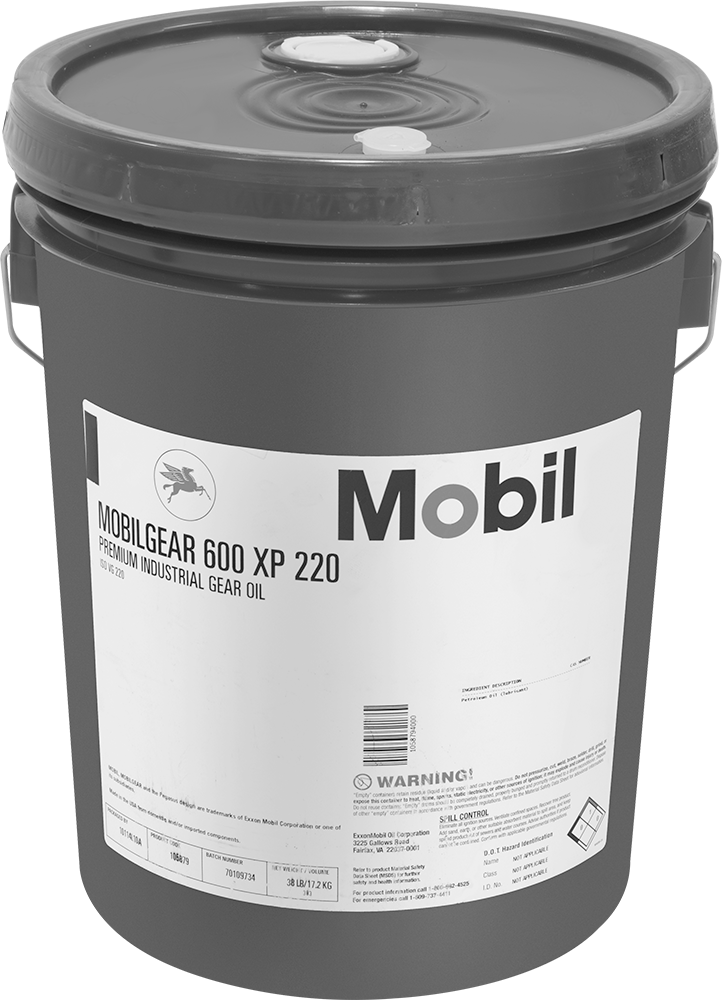 Mobil Mobilgear 600 XP 220 Dişli Yağı, 5 Galon — Kova, Dişli Kutuları, Sonsuz Dişliler, Mineral Yağ
