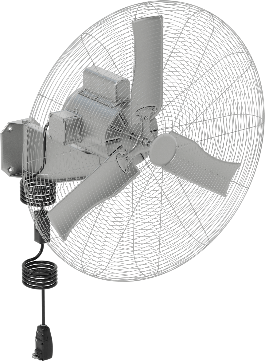 Yıkanabilir Fan, Duvar Montajı, 120/230V AC, Üç Uçlu Fiş, 30" Bıçak Çapı