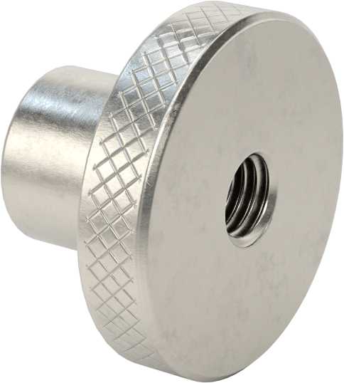 303 Paslanmaz Çelik Tırtıllı Düğme, M10 x 1.5 mm Dişli Geçiş Deliği ile, 38 mm Baş Çapı