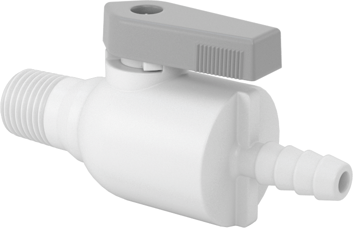Gıda ve İçecek için Açma/Kapama Vanası, Polipropilen, 1/4 NPT Erkek x 1/4" İç Çaplı Boru için Tırnaklı Uç