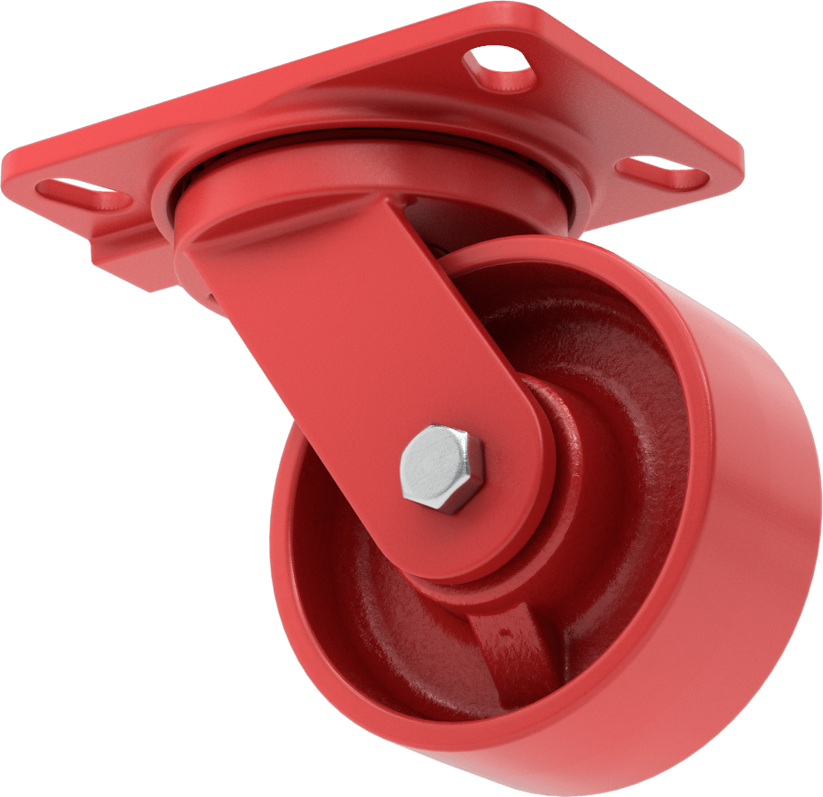 6-1/2" x 4-1/2" Plakalı Yüksek Kapasiteli Kingston Tekerlek, 5" Çapında Metal Tekerlekli Döner
