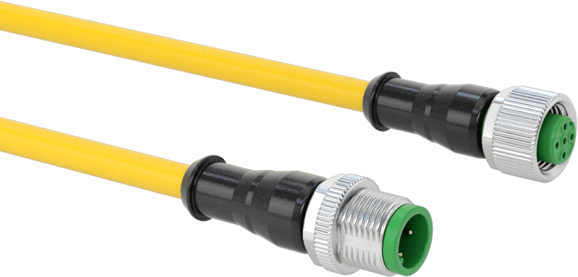 Mikro M12 Kablo, Fiş x Soket, 4 Kutup, 1-1/2 Fit Uzunluk, 0.2 inç Kablo Dış Çapı