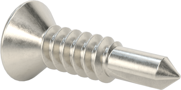 18-8 Paslanmaz Çelik Metal için Oval Başlı Delme Vidaları, 1/4" Vida Boyutu, 1" Uzunluk