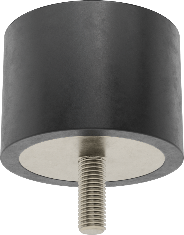 Doğal Kauçuk Titreşim Sönümleyici Sandviç Montaj, M12 x 1.75 mm Çinko Kaplı Çelik Saplama ve Çelik Ek Parça