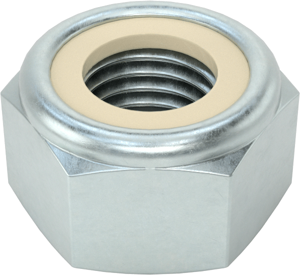 Yüksek Mukavemetli Çelik Naylon Ekli Kilit Somunu, Sınıf 10, M8 x 1 mm İnce Diş, 13 mm Genişlik, 8 mm Yükseklik