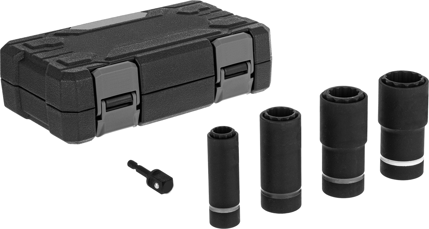 Çift Boyutlu 12 Uçlu Darbeli Soket Seti, 1/2" Kare Tahrik, 5 Parça
