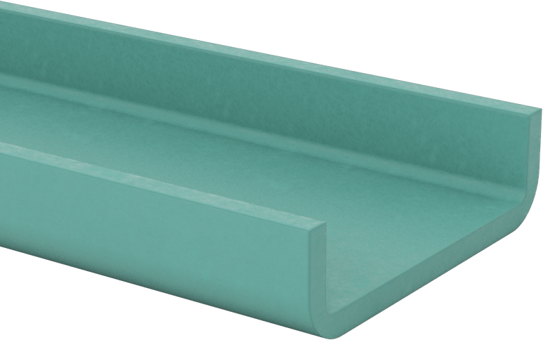 Yapısal FRP Fiberglas U-Kanal, 1/8" Duvar Kalınlığı, 2" Genişlik x 9/16" Dış Yükseklik, 5 Fit Uzunluk