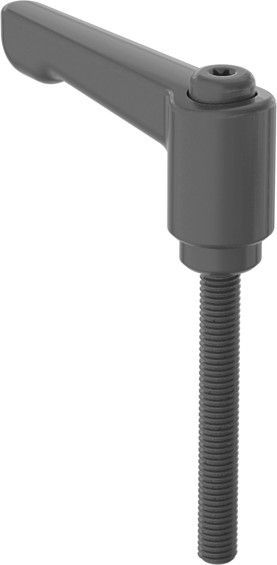 Düşük Profilli Ayarlanabilir Tutamak, M5 x 0.8 mm Dişli 40 mm Uzunlukta Saplama, Siyah Çinko — M5, Dişli Saplama, Ayarlanabilir